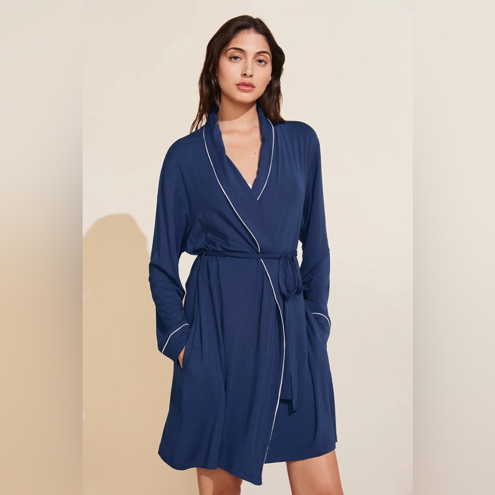 NWT Navy Eberjey Gisele Tencel Modal Robe - Size M